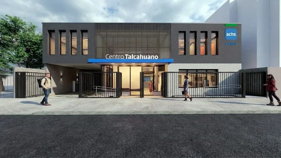 Render de fachada del Centro Talcahuano de ACHS Salud